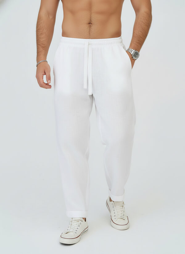 Брюки льняные летние на резинке