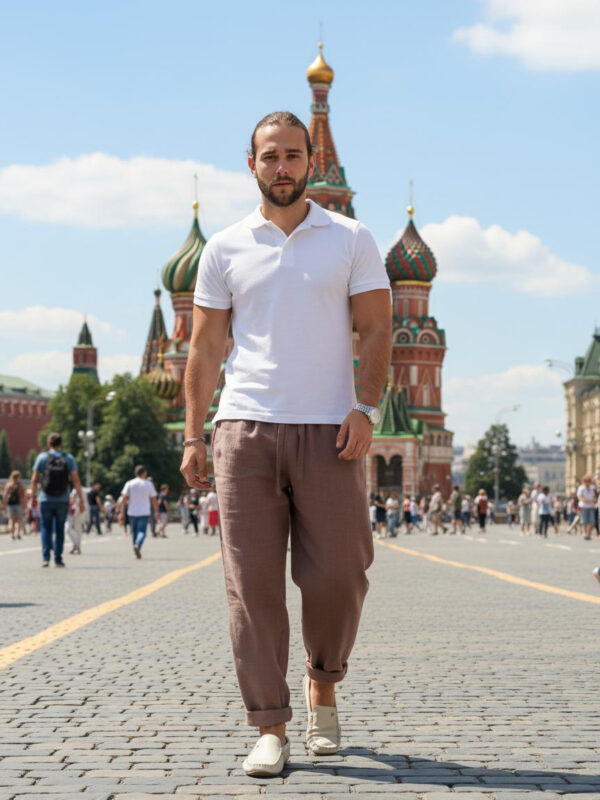 Брюки льняные летние на резинке