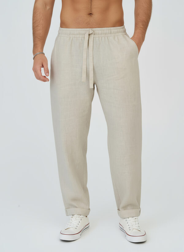 Брюки льняные летние на резинке