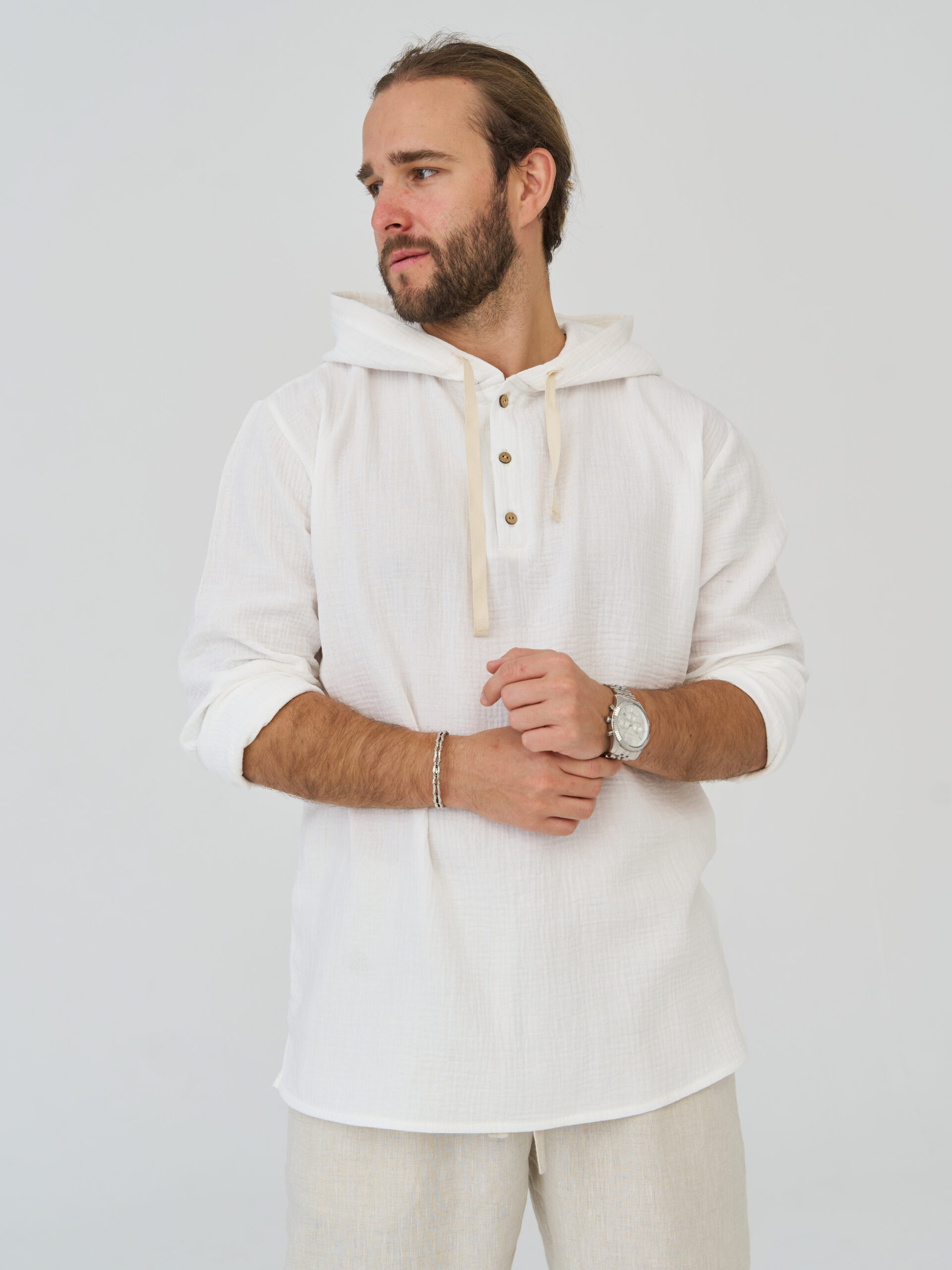 Рубашка с капюшоном из муслина — изображение 3