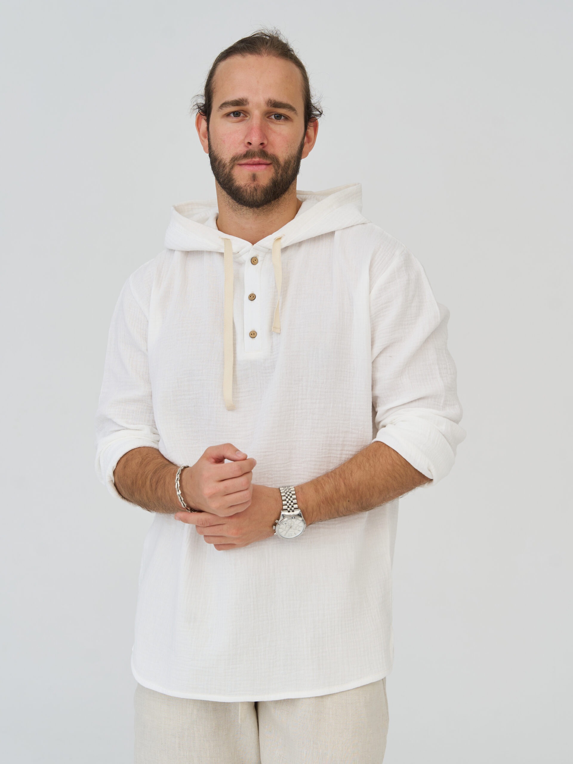 Рубашка с капюшоном из муслина — изображение 8